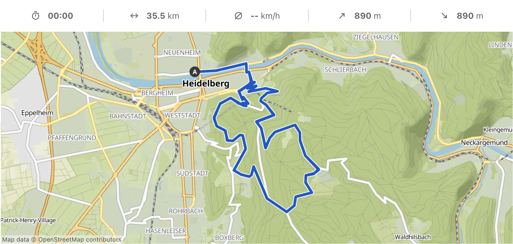 Heidelberg-Triathlon Radstrecke-Hohenprofil